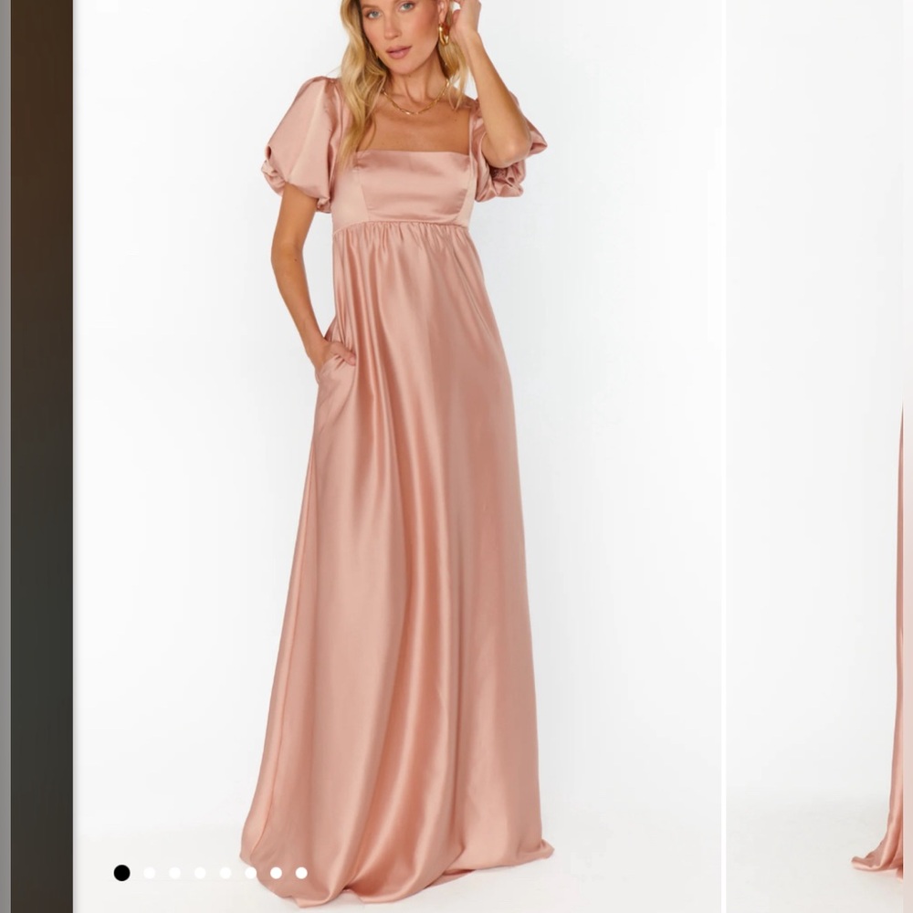 Show Me Your Mumu Nora Bridesmaid Dress in Rose Gold Luxe Satin - Worn Once